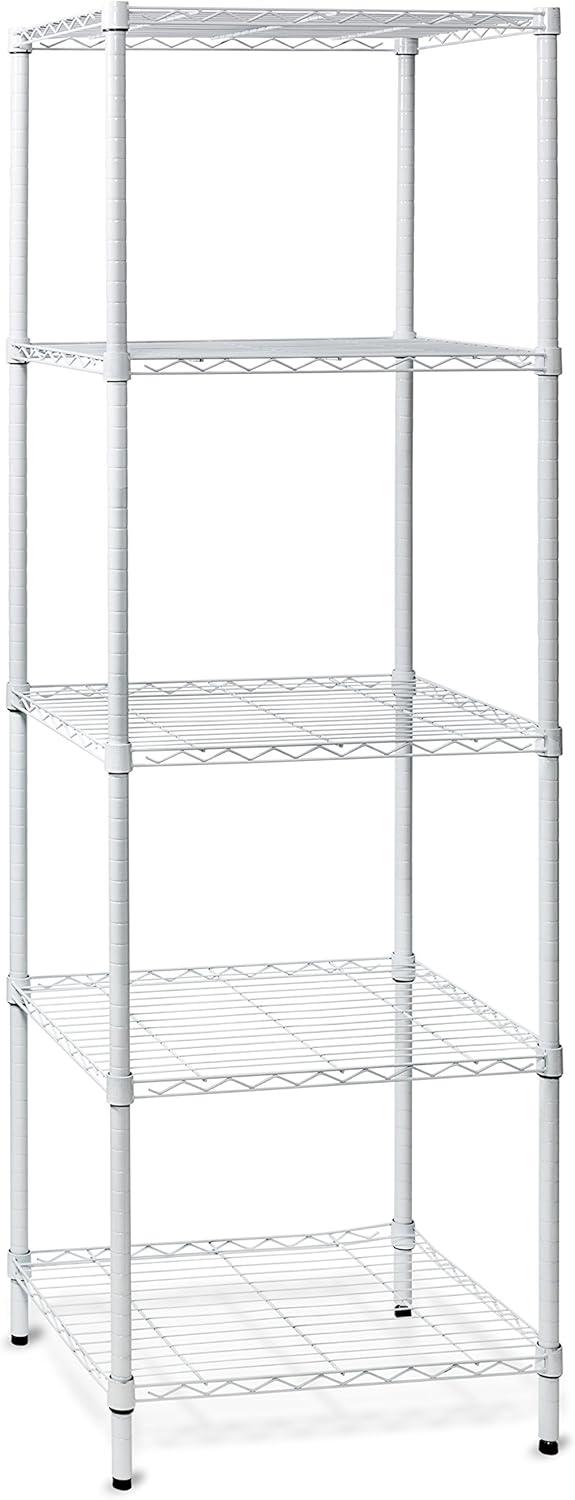 White 5-Tier Adjustable Steel Storage Shelving Unit