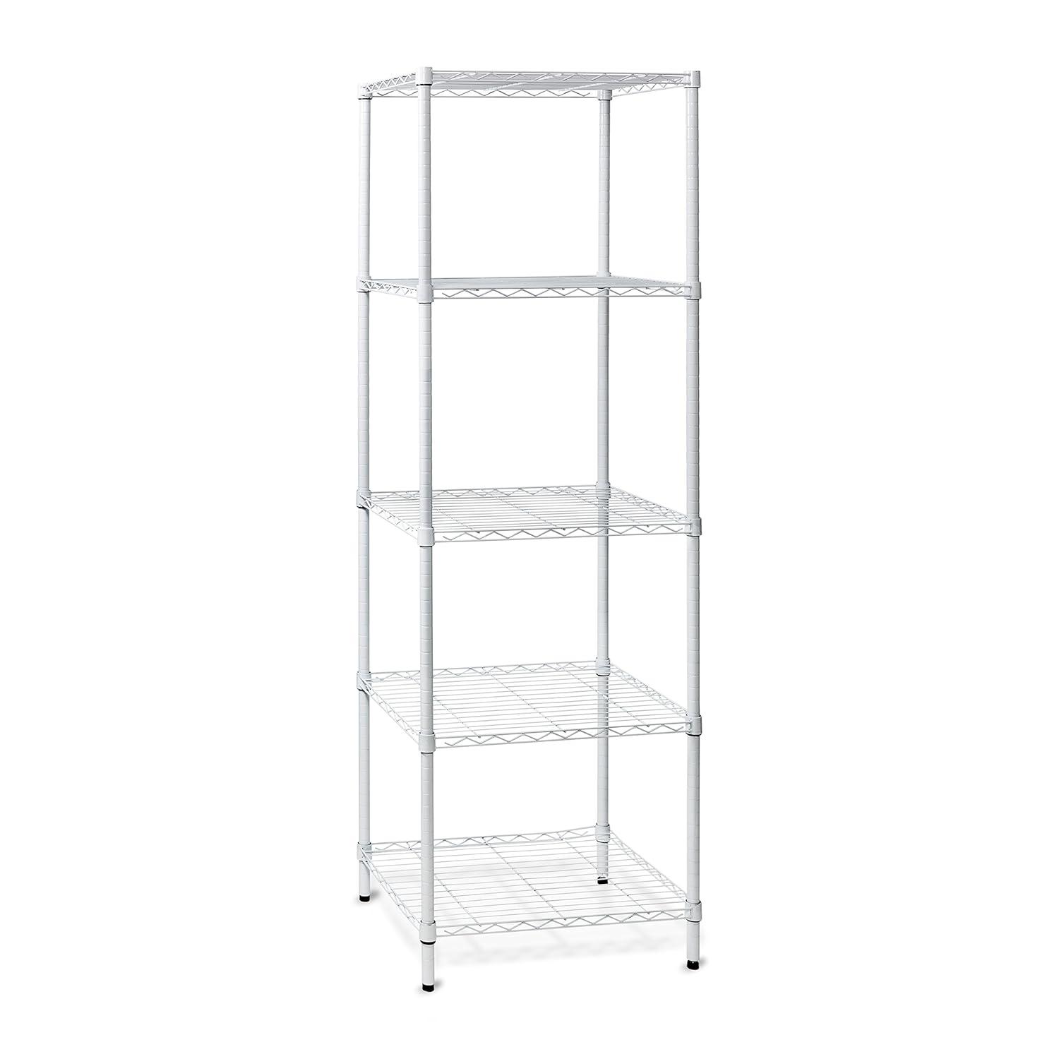 Honey-Can-Do 5-Shelf Steel Heavy Duty Adjustable Storage Shelves, White, Holds up to 250 lb per Shelf