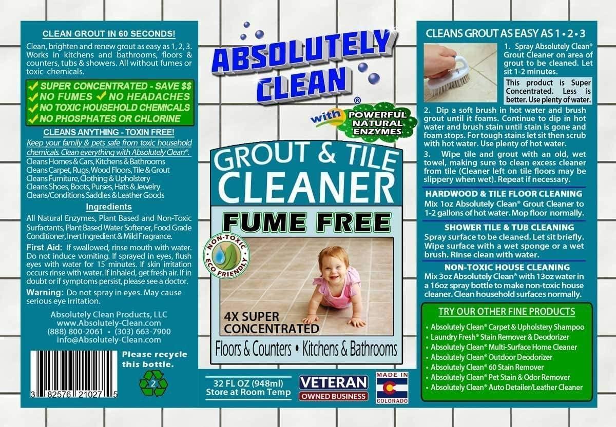 AMAZING GROUT CLEANER: Best Grout Cleaner For Tile and Grout Cleaning, Natural Enzymes Clean Even the Dirtiest Grout, Best Grout Cleaner for Ceramic, Marble & Stone - USA Made