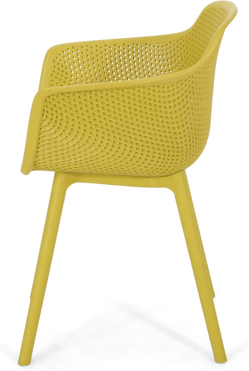 Yellow Polypropylene Outdoor Dining Chairs Set of 2