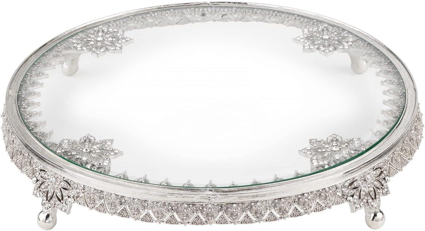 Silver Glass Windsor Cake Stand with Decorative Trim