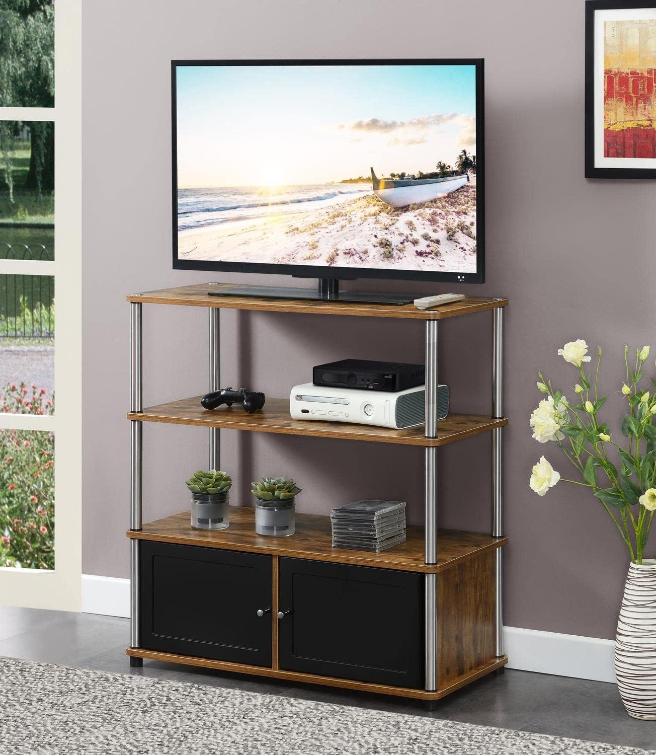 Convenience Concepts Designs2Go Highboy TV Stand with Storage Cabinets and Shelves for TVs up to 40 Inches, Barnwood