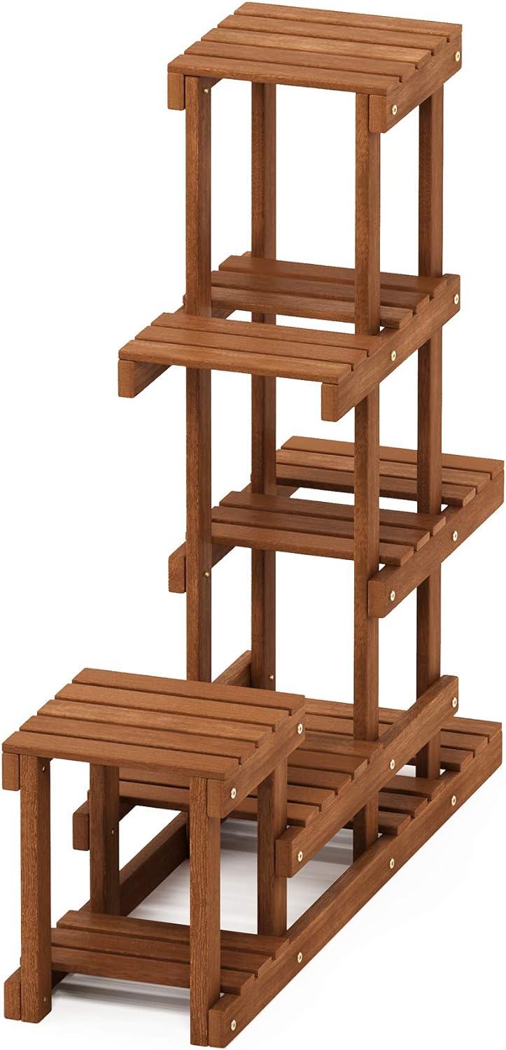 Furinno 10 x 35.5 x 36 5-Tier Brown Hardwood Floral Plant Stand