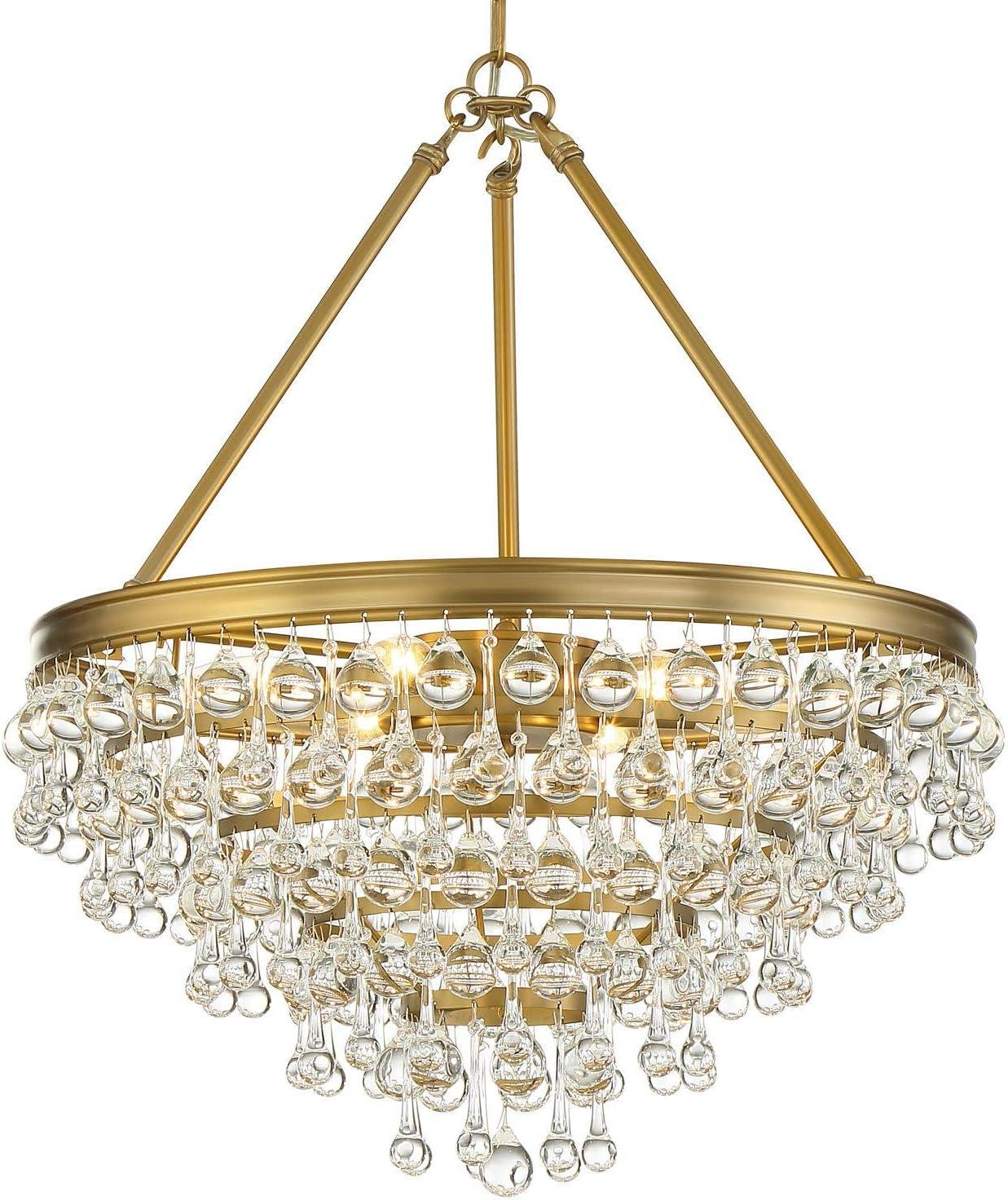 Calypso 6 Light Crystal Teardrop Vibrant Gold Chandelier by Crystorama 136-VG in Gold Finish