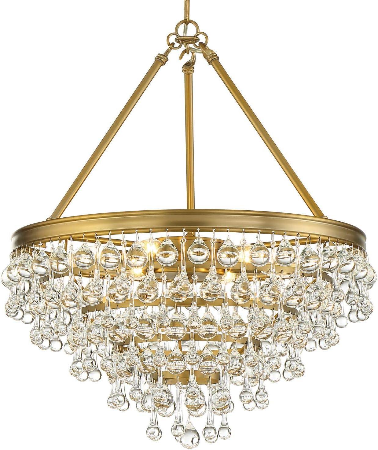 Crystorama Calypso 6 Light Crystal Teardrop Vibrant Gold Chandelier - 20'' W x 24'' H