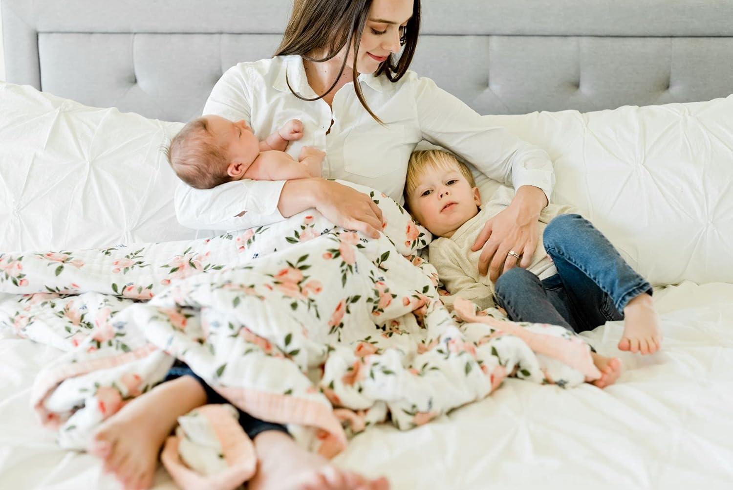 Watercolor Roses Cotton Muslin Reversible Toddler Quilt