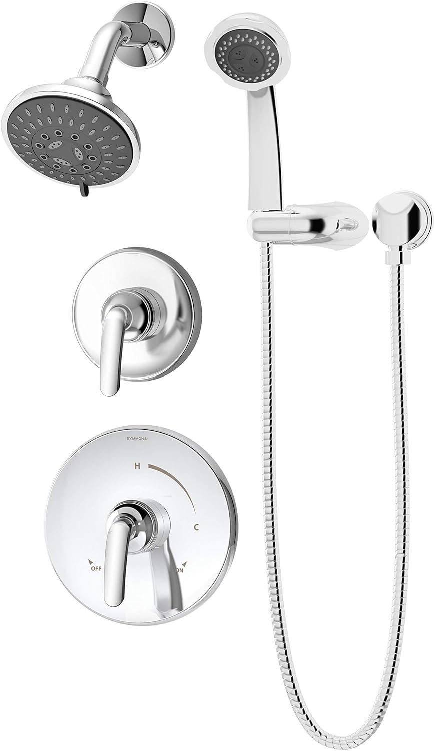 Symmons 5505-1.5-TRM Elm 2-Handle 5-Spray Shower Trim with 3-Spray Hand Shower in Polished Chrome (Valves Not Included)