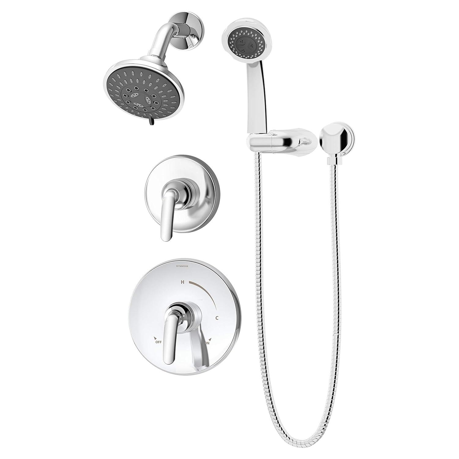 Symmons 5505-1.5-TRM Elm 2-Handle 5-Spray Shower Trim with 3-Spray Hand Shower in Polished Chrome (Valves Not Included)