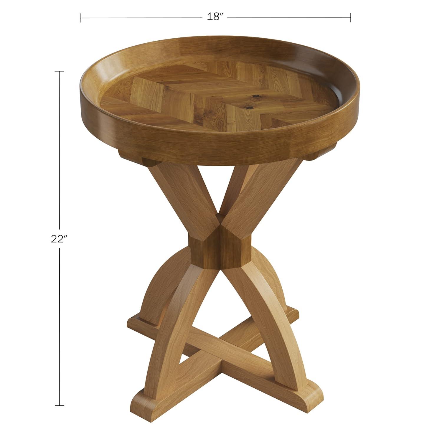 Side Table - Mango Wood Pedestal Table for Couch, Loveseat, Entryway, or Bed - Farmhouse Living Room Furniture by Lavish Home (Natural)