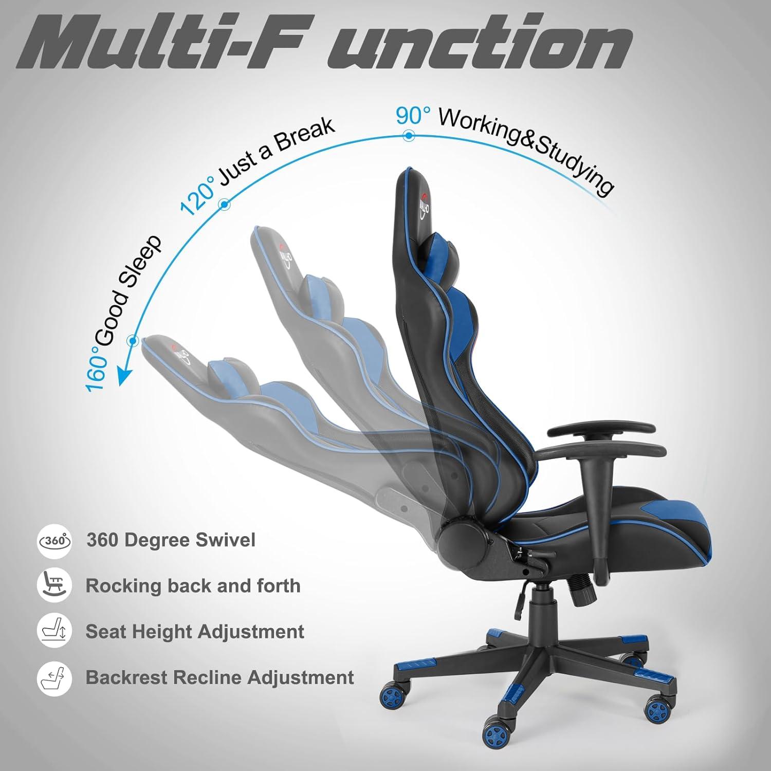 Polar Aurora Adjustable Ergonomic Faux Leather Swiveling PC & Racing Game Chair