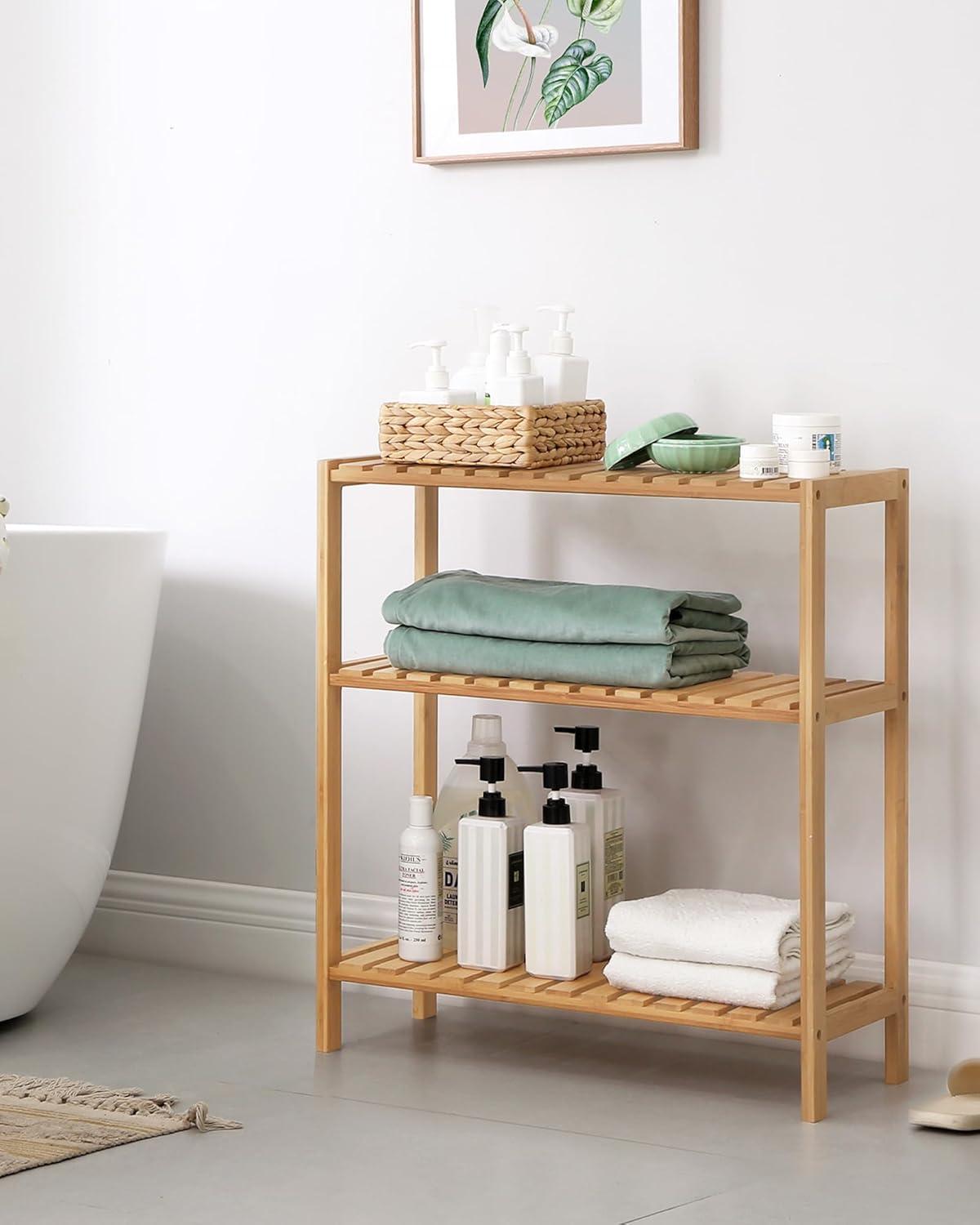 Natural Bamboo 3-Tier Multifunctional Storage Shelf