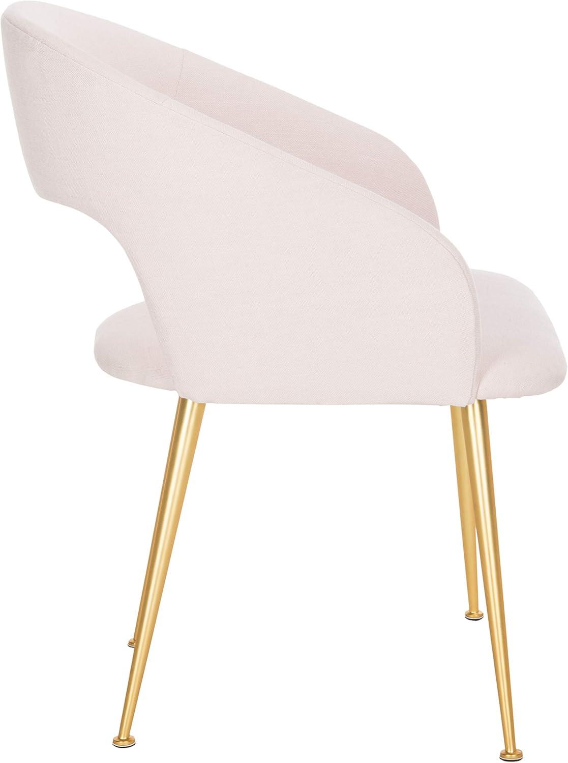 Ethereal Light Pink Linen & Wood Upholstered Arm Chair