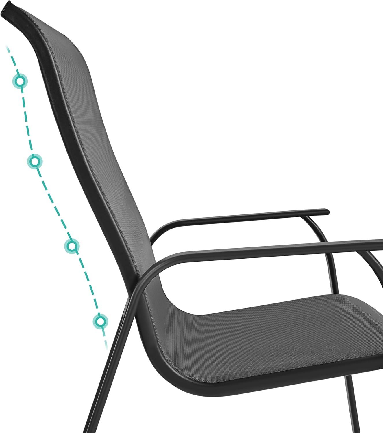 Yaheetech Set of 2 Outdoor Texteline Stackable Dining Chairs with Backrest/ Armrests for Garden, Lawn, Porch, Backyard Pool, Gray