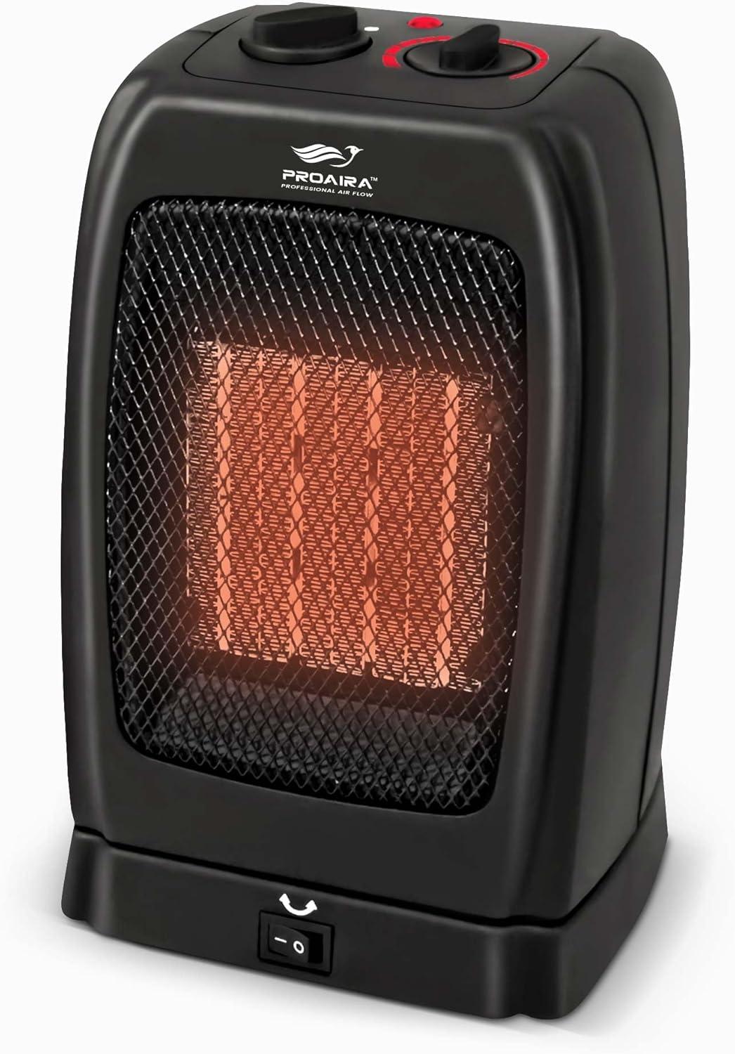 Proaira 750 Watt 2730 BTU Electric Compact Space Heater with Adjustable Thermostat