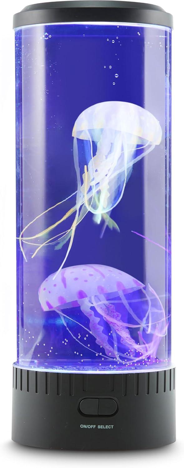 Lumina Black Cylinder Jellyfish Mood Lamp with LED Lights
