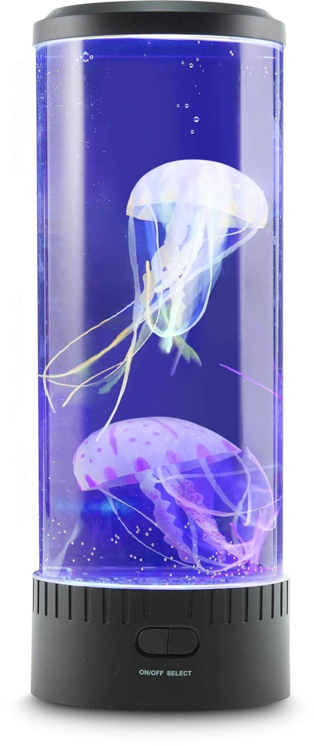 Lumina Black Cylinder Jellyfish Mood Lamp with LED Lights
