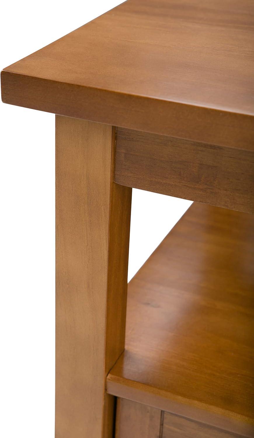 Warm Solid Wood End Table with Storage