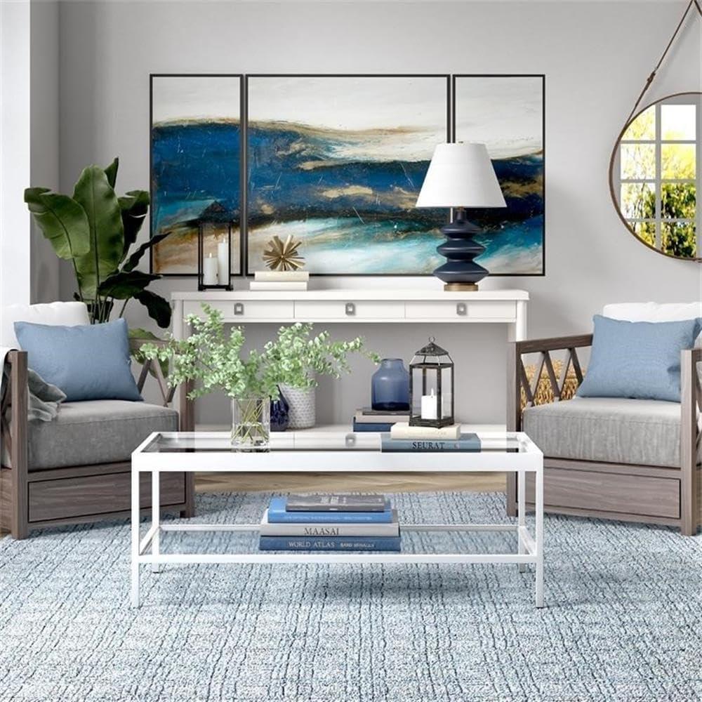 Evelyn&Zoe Alexis 45" Wide Rectangular Coffee Table, White