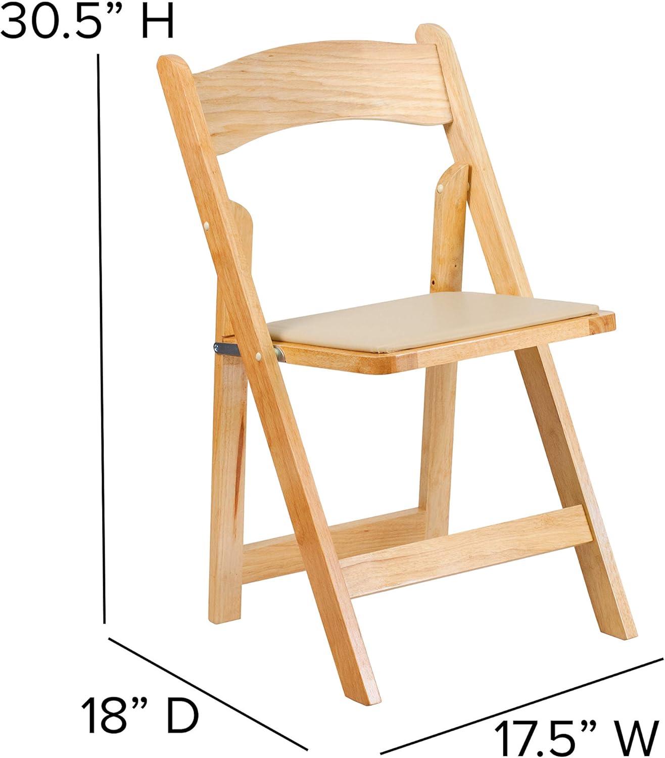 Hercules Series Natural Beechwood Folding Chair with Detachable Vinyl Seat