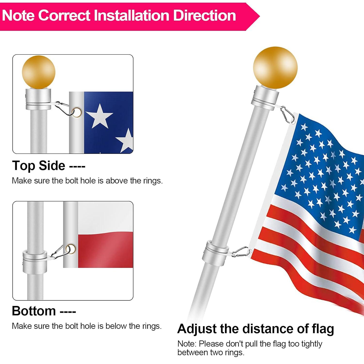 1.25" Flag Pole Rings, 2 Pcs Anti Wrap Flag Pole Clips Swivels, 360° Rotating Flagpole Mounting Rings, Aluminum Alloy Spinning Flag Pole Kit Parts for 1.02-1.25" Diameter (1.25 Inch, Silver)