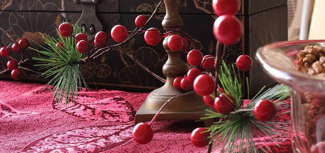 Christmas Garland Red Berry, Artificial Pine Needle Holiday Greenery (Evergreen) Unlit Fireplace Mantle Décor & Home Xmas Decoration Indoor/Outdoor Decorations 6 Feet Long (6ft) Clearance