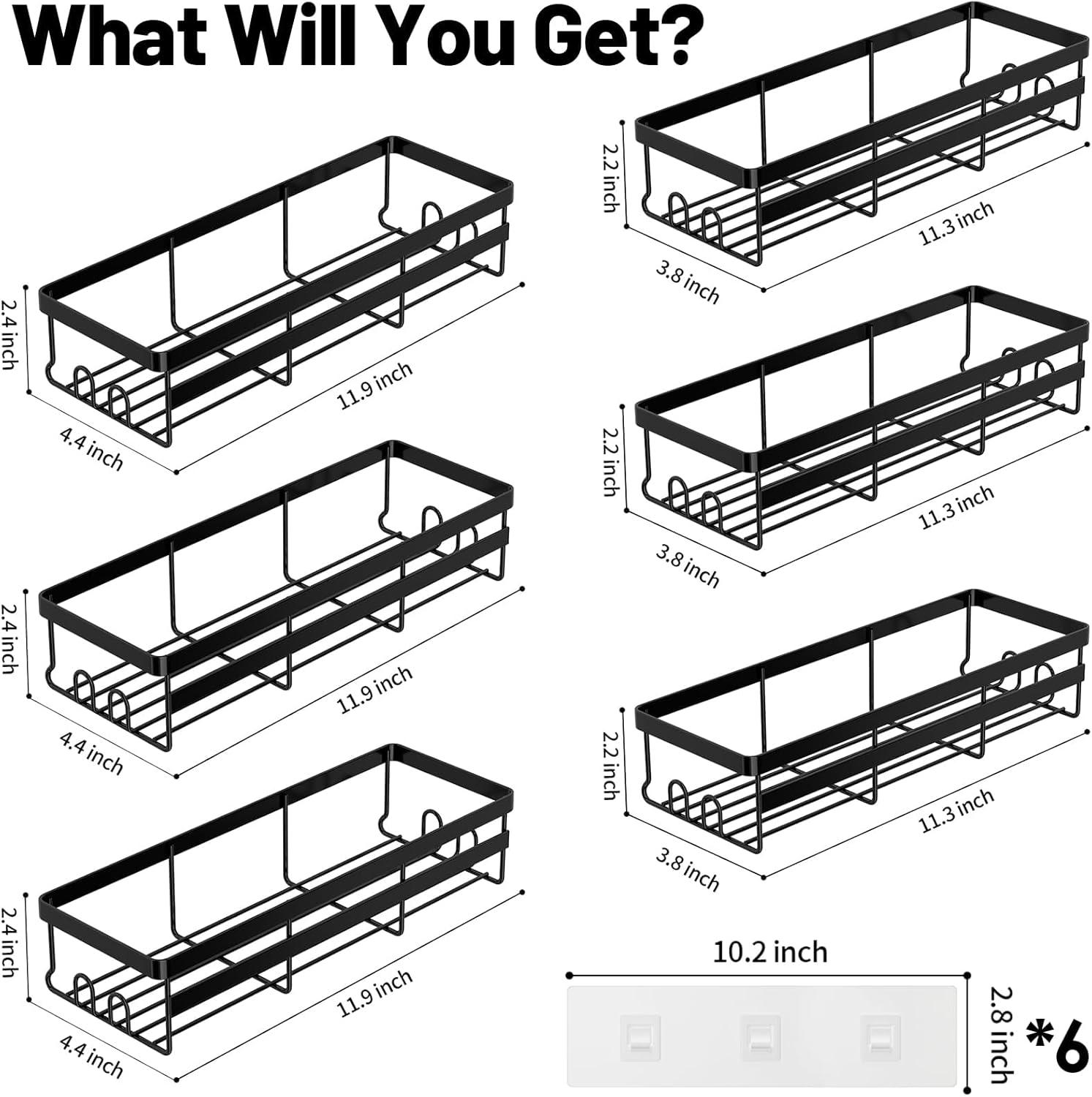 BN-LINK Shower Caddy, 2 pack Adhesive Shower Organizer Shower Rack with 8 Hooks, Shower Shelves Storage Bathroom Organizers and Storage, Black