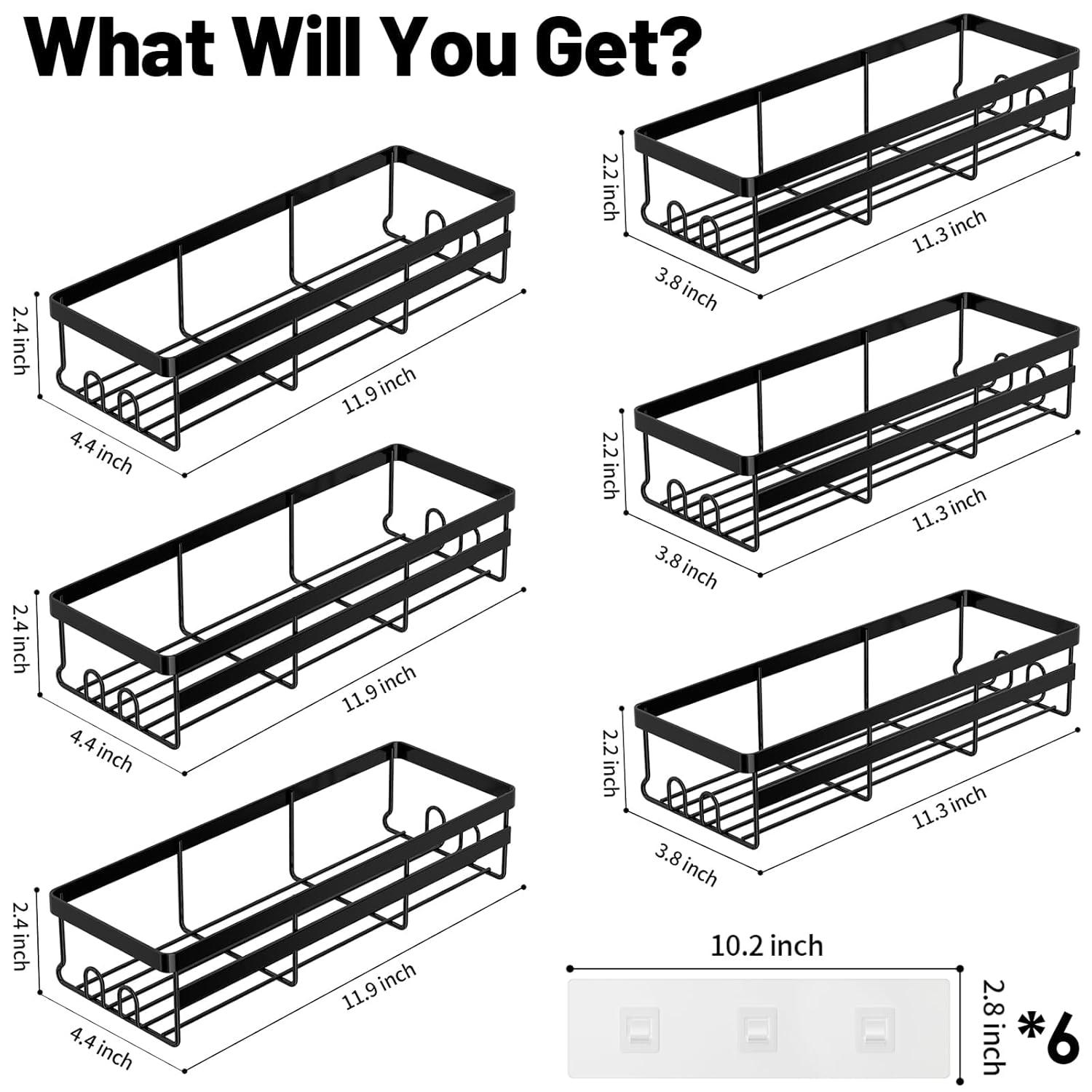 BN-LINK Shower Caddy, 2 pack Adhesive Shower Organizer Shower Rack with 8 Hooks, Shower Shelves Storage Bathroom Organizers and Storage, Black