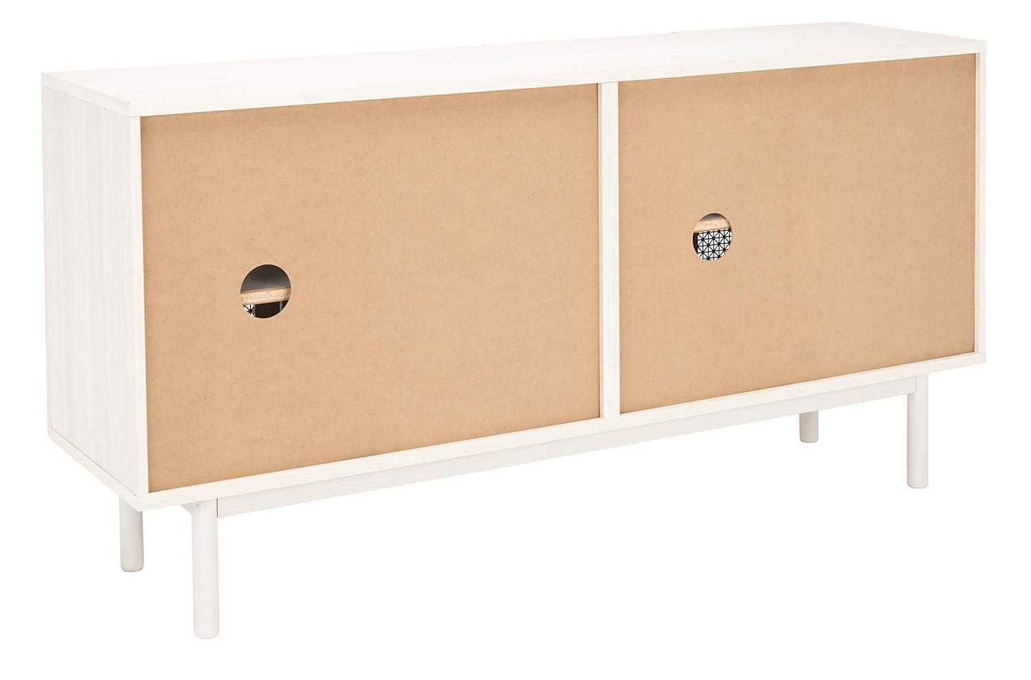 Piran 4 Door 2 Shelf Media Stand - MED9611 - Bleached White/Gold - Safavieh