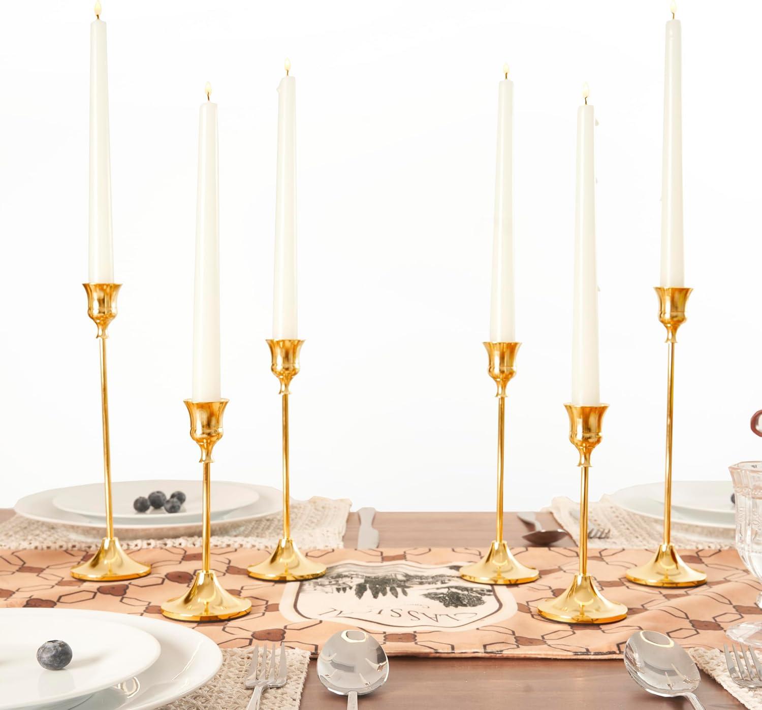 NLBTW Set of 6 French Gold Candlestick Holders, Taper Candle Holders for Wedding, Party Decor