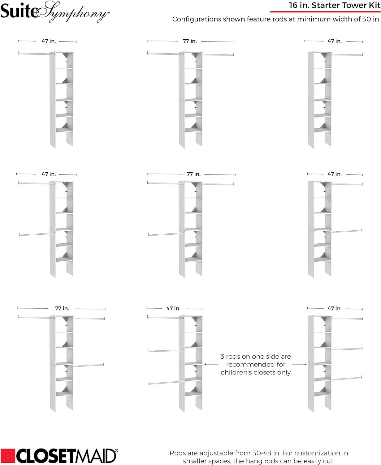 SuiteSymphony 77" to 113" Closet System Starter Kit