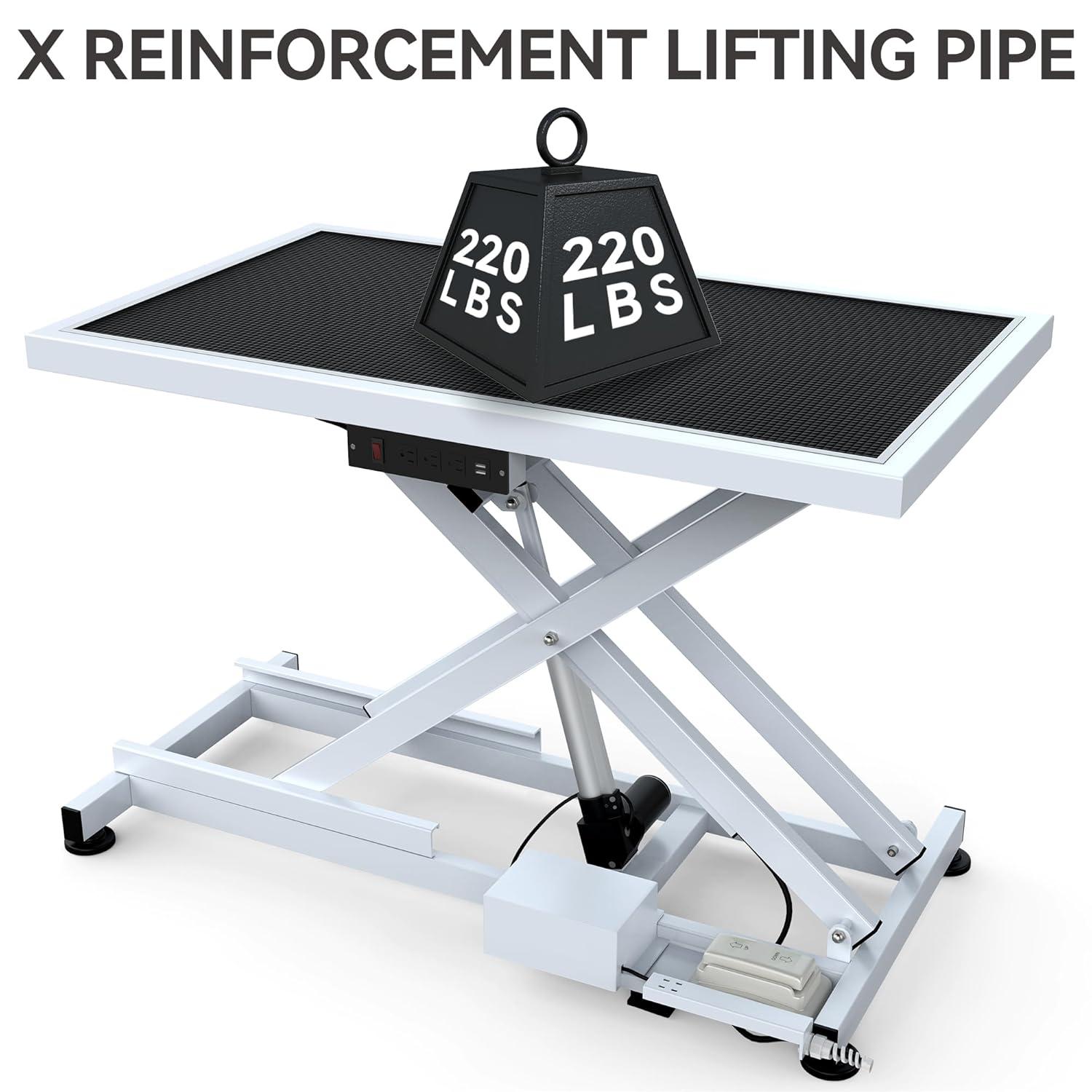 Dextrus 50" Dog Grooming Table Heavy Duty Electric Lift Pet Grooming Table for Large Dogs, Adjustable Overhead Arm Anti Slip Tabletop Tool Organizer, Dog Grooming Station