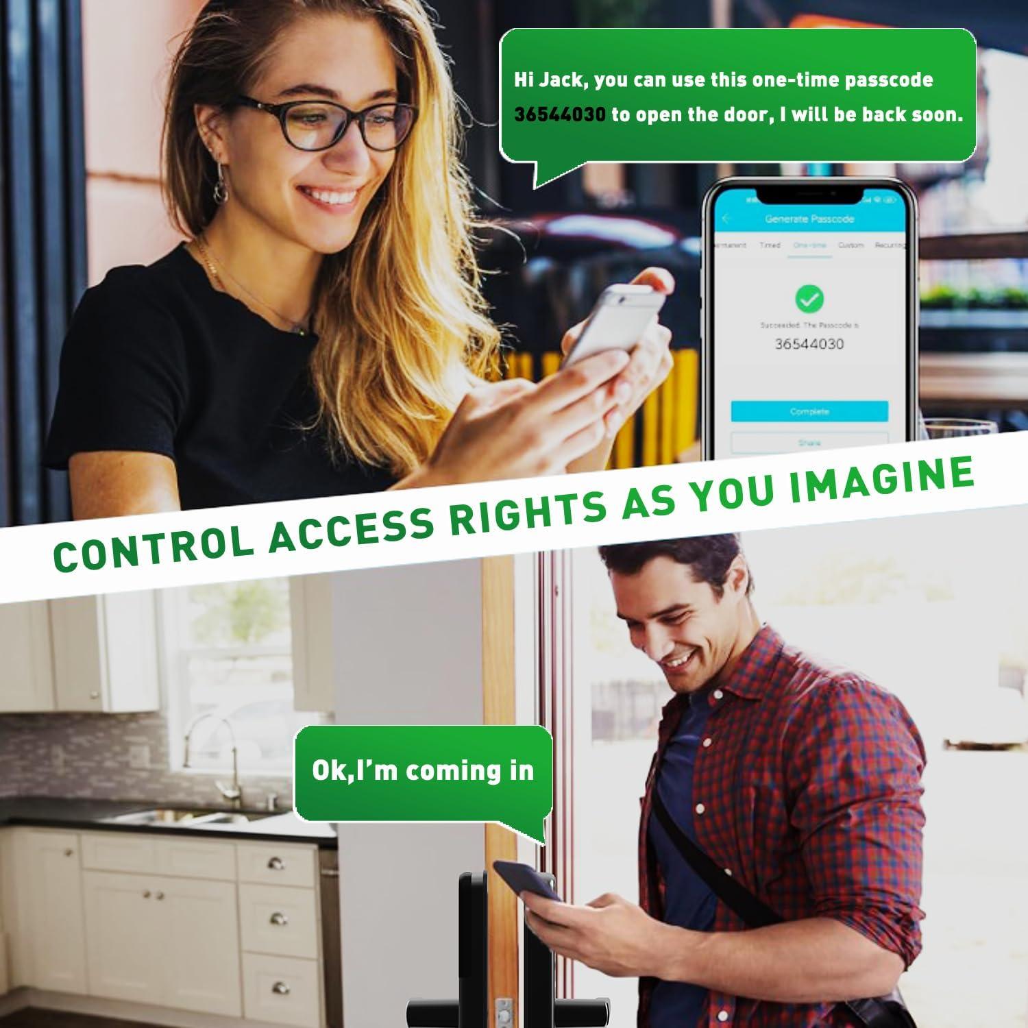 Smart Lock with Handle: Wi-Fi Keyless Entry Door Lock - Smart Locks for Front Door - Biometric Fingerprint Lock with Keypad - Garage Door with App Control