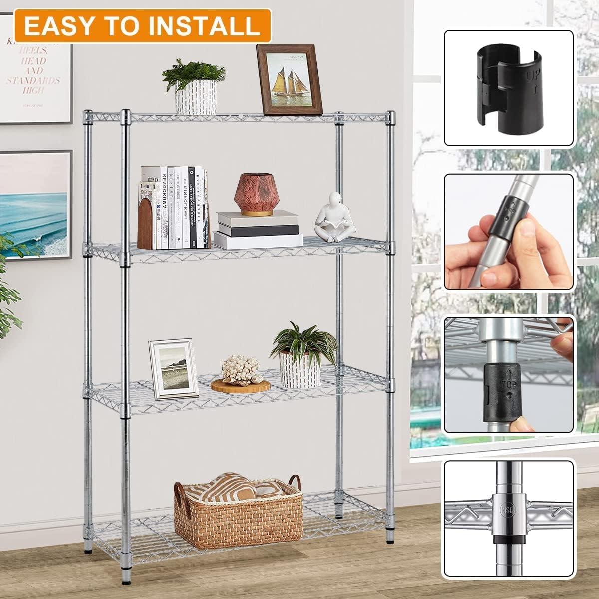 FDW Wire Shelving Unit Heavy Duty Storage Rack Metal Shelf Garage Organizer Wire Rack  (Chrome, 36" L x 14" W x 54" H)