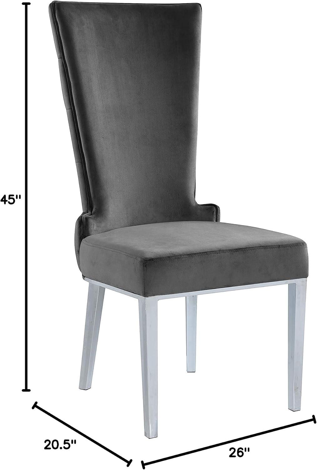 Meridian Furniture Serafina 20"H Velvet Dining Chair in Gray (Set of 2)