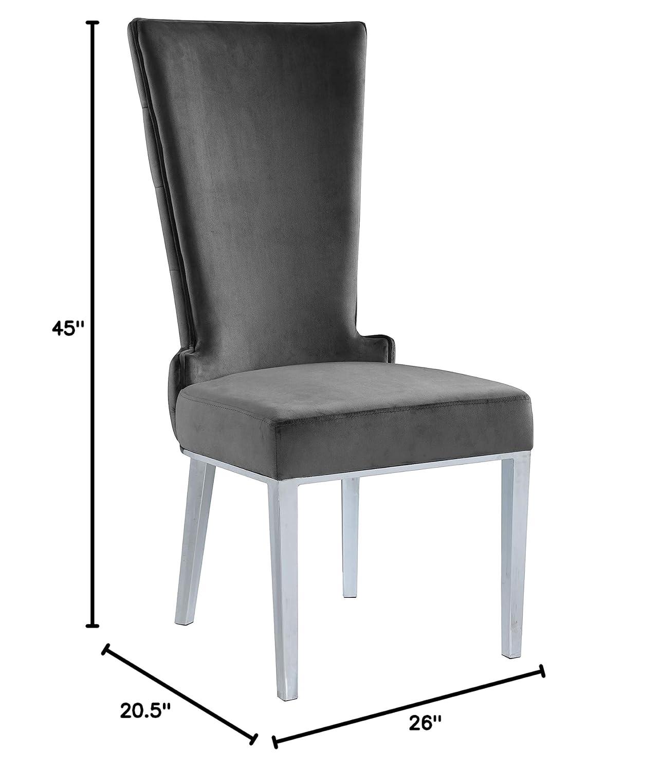 Meridian Furniture Serafina 20"H Velvet Dining Chair in Gray (Set of 2)