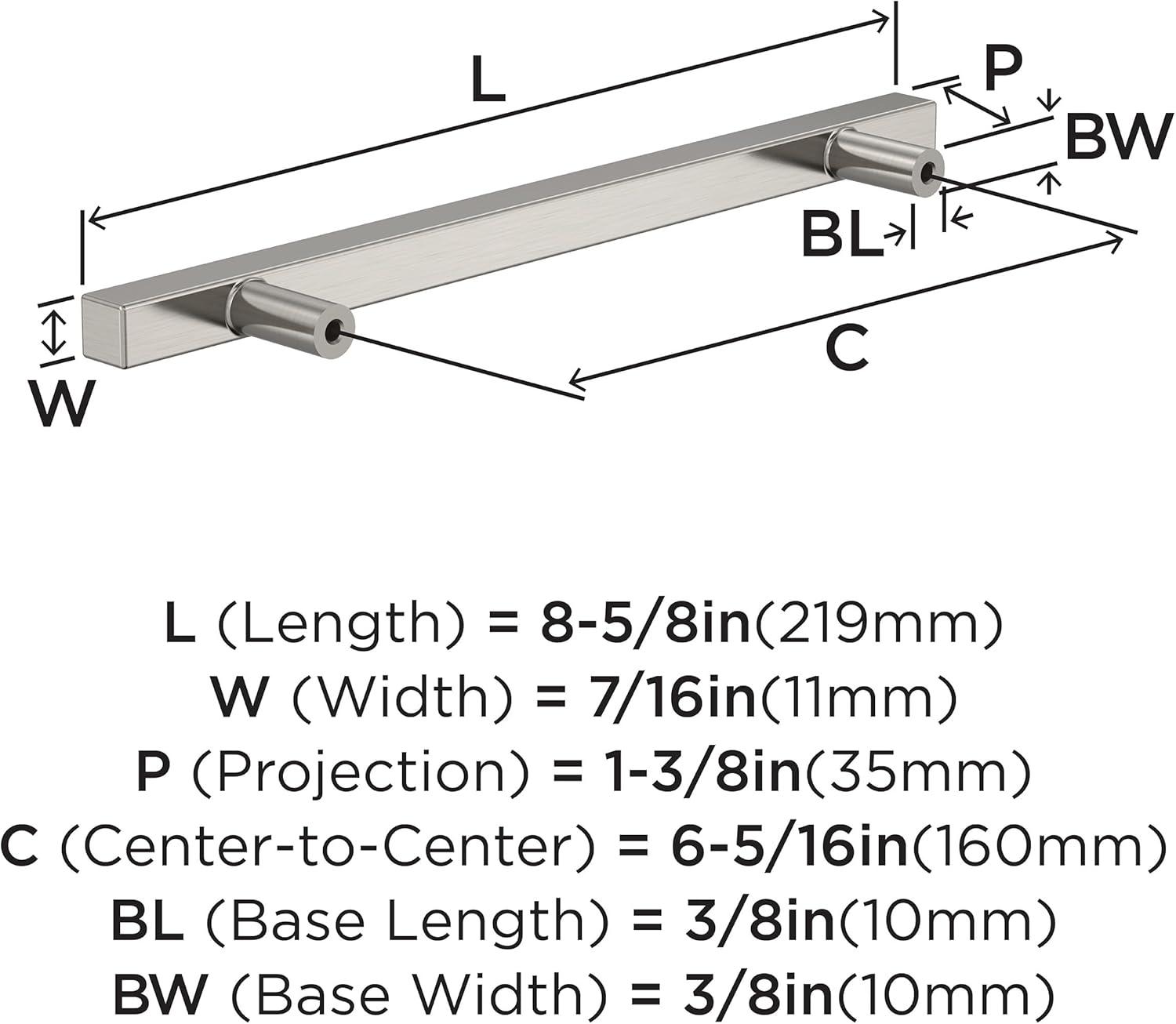 Satin Nickel Brushed Modern Bar Pulls with Mounting Hardware, 10 Pack