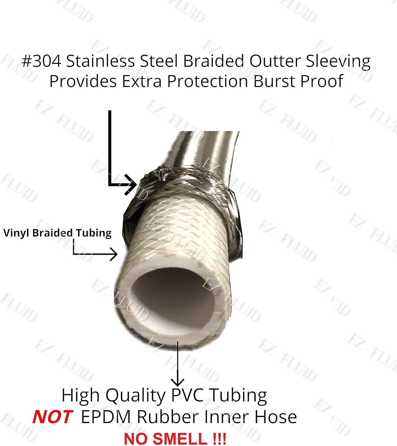 EZ-Fluid Plumbing 30" x 1/2" Fip x 3/8" Comp S.S Braided Flexible Water Hoses Connectors,Faucet Supply Line,Faucet Water Supply Hose Connector Lines For Bathroom,Kitchen,Outdoor Sink Faucets(1)