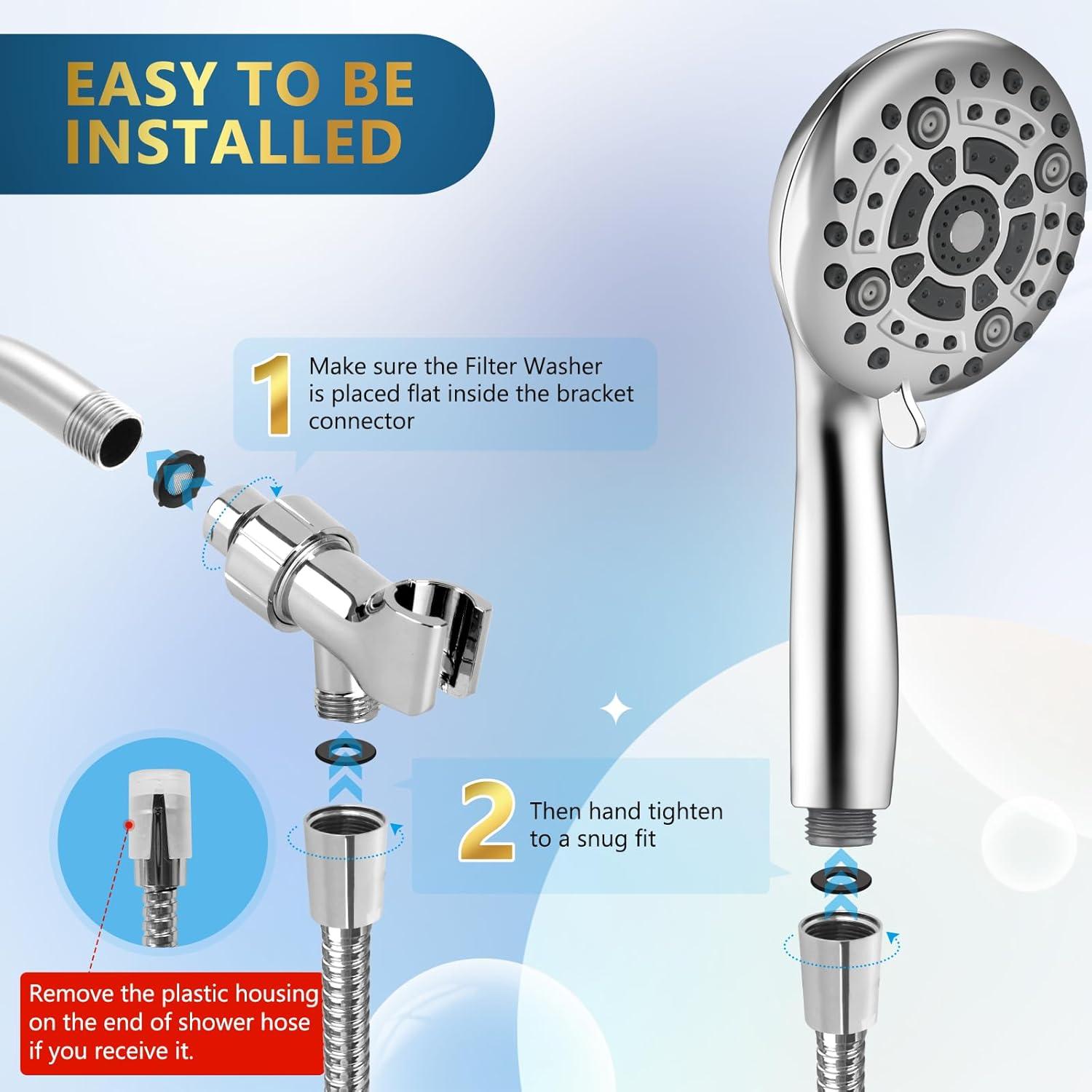 Chrome High Pressure Handheld Showerhead with 6 Spray Modes