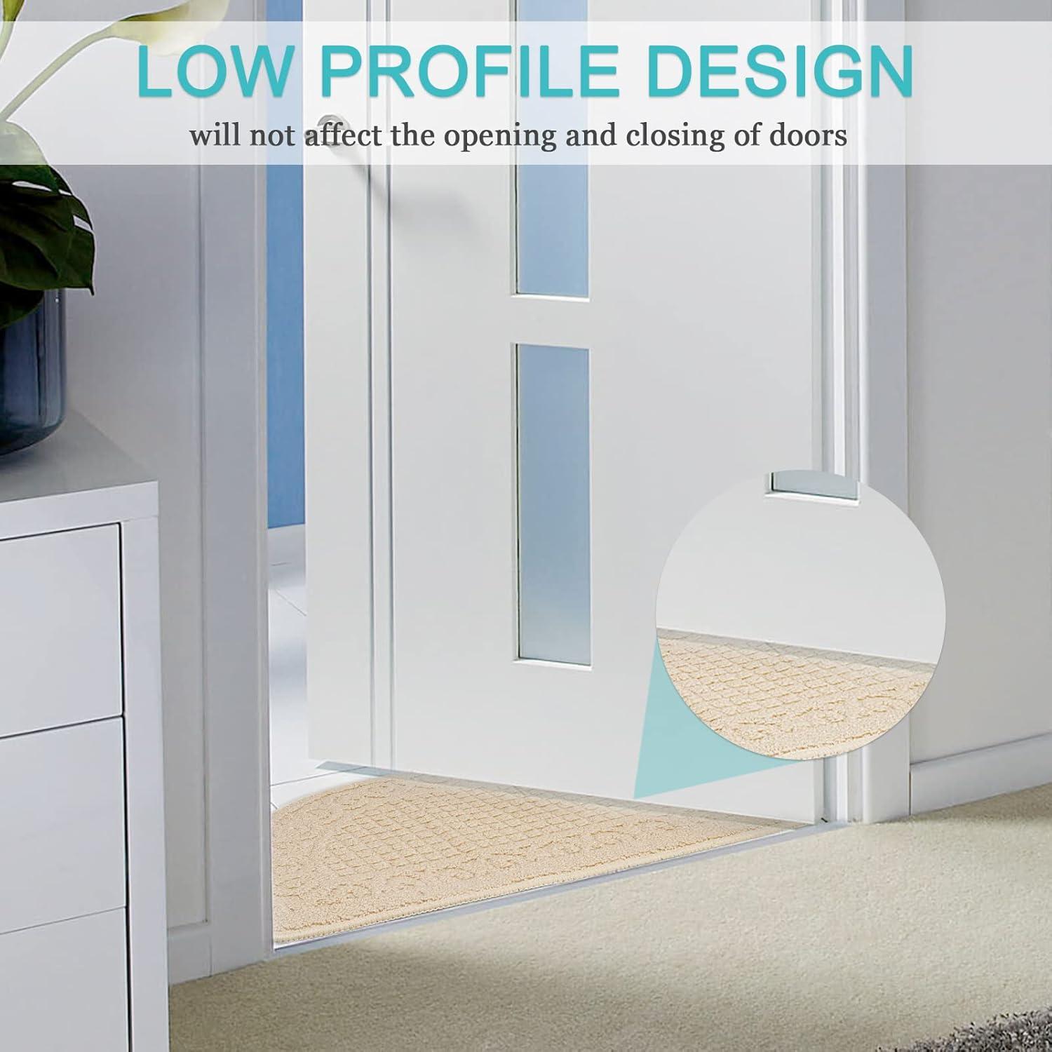 Half Round Non-Slip Kitchen Bedroom Toilet Doormat Floor Rug Mat Keeps Your Floors Clean Decorative Design (Large, Blue)