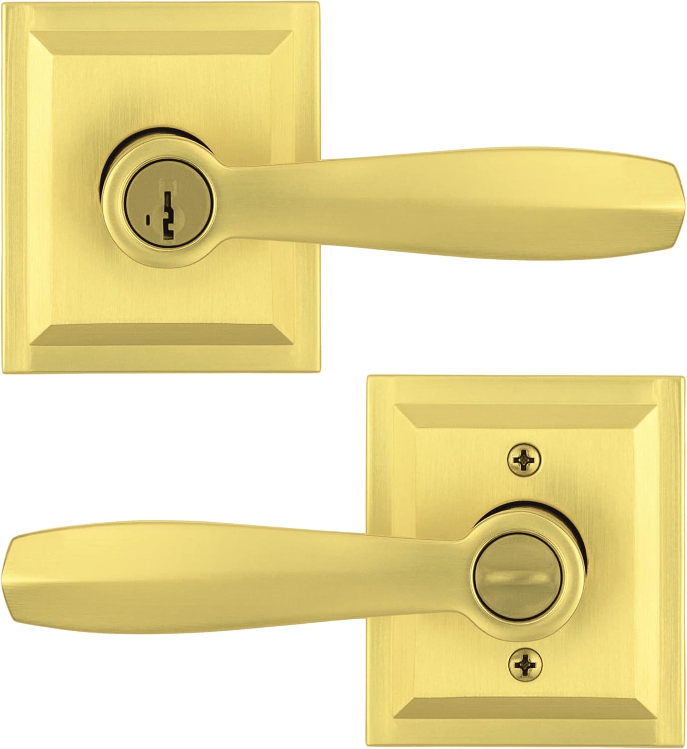 Baldwin 354Tol-Slb-Smt Torrey Pines Keyed Entry Single Cylinder Door Lever Set - Brass