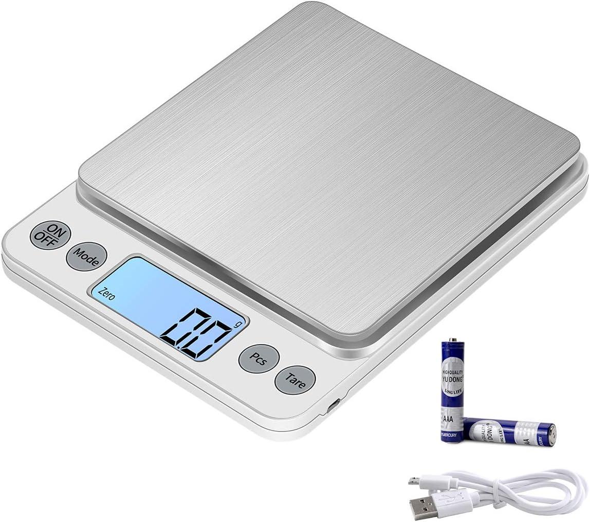 Stainless Steel Digital Kitchen Scale with LCD Display, 5kg/0.1g