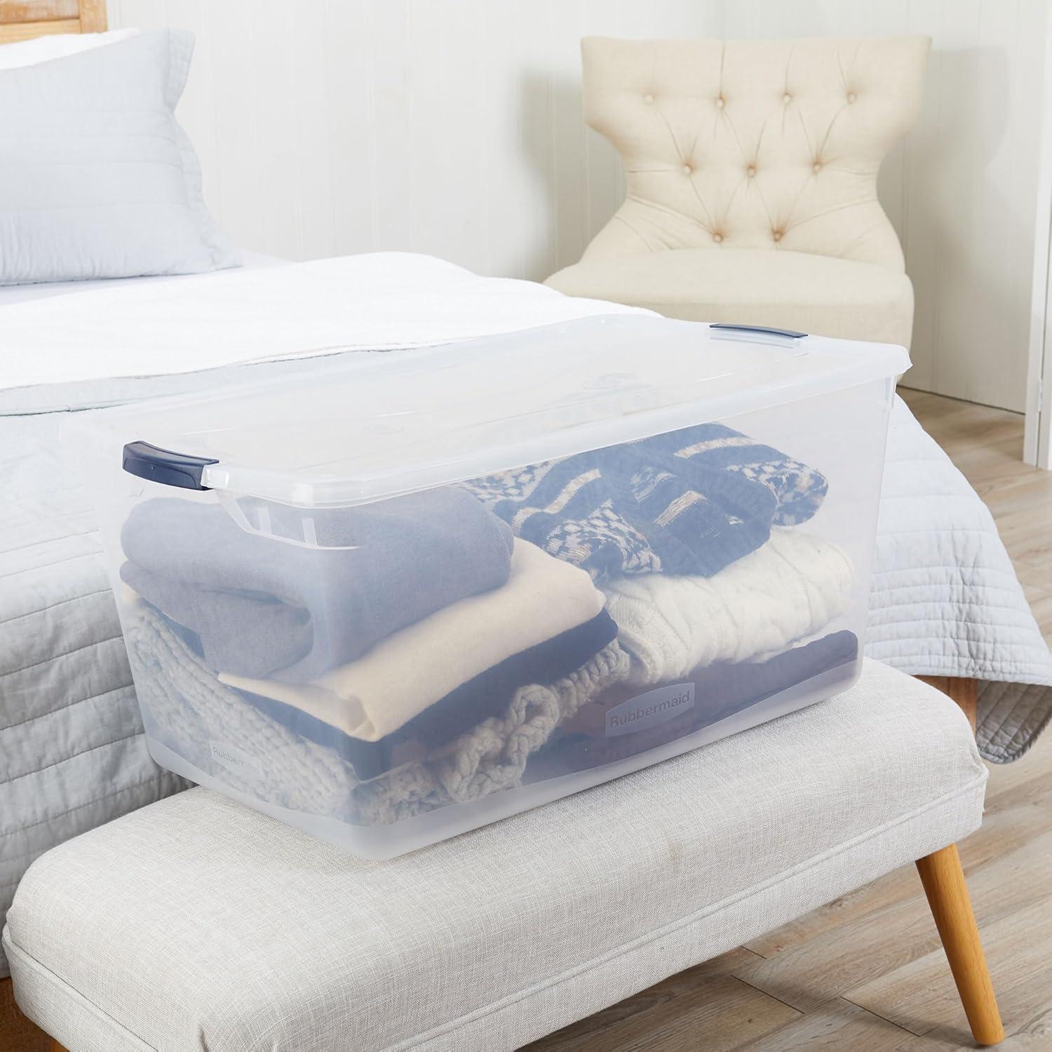 Rubbermaid Rubbermaid Cleverstore Clear 95 Qt Plastic Storage Bins with Lids, 4-Pack