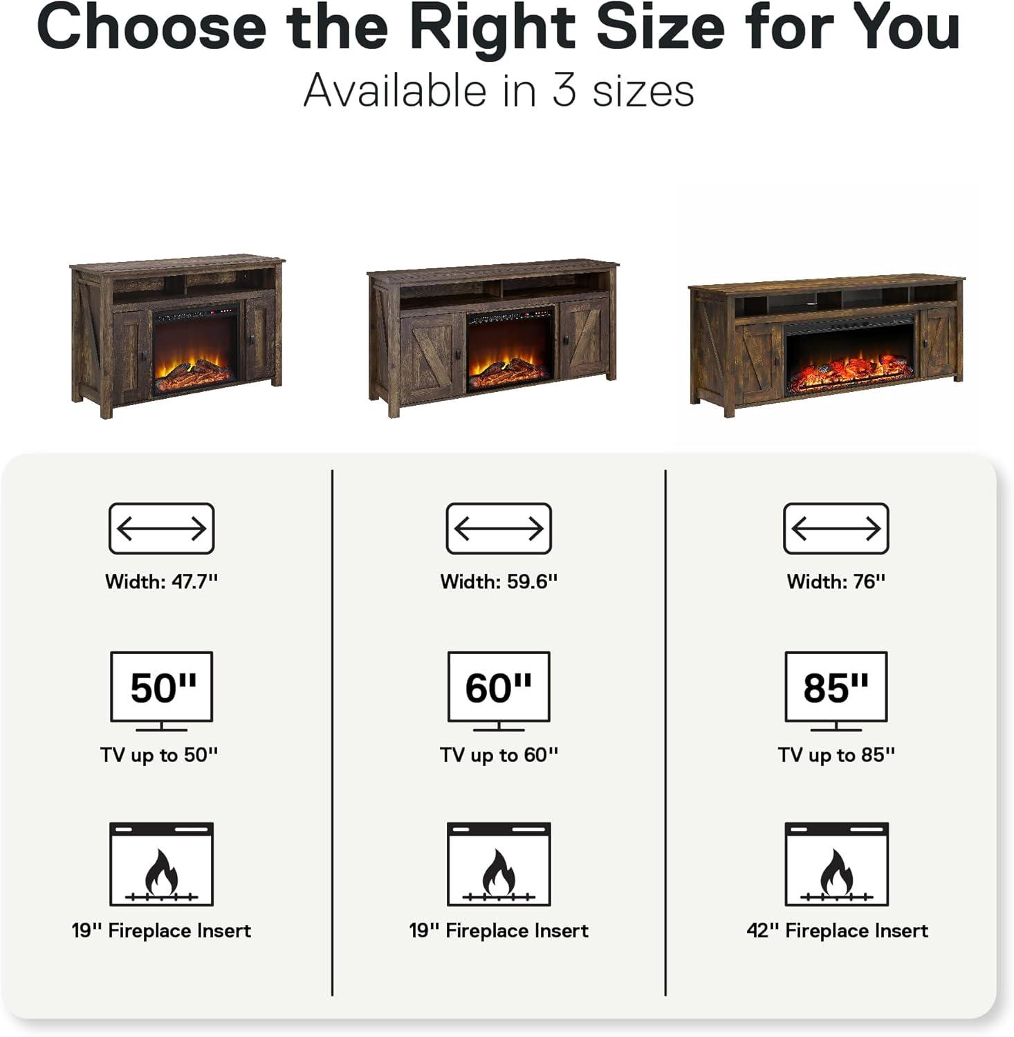 Ameriwood Home Farmington Electric Fireplace Console for TVs up to 60", Rustic