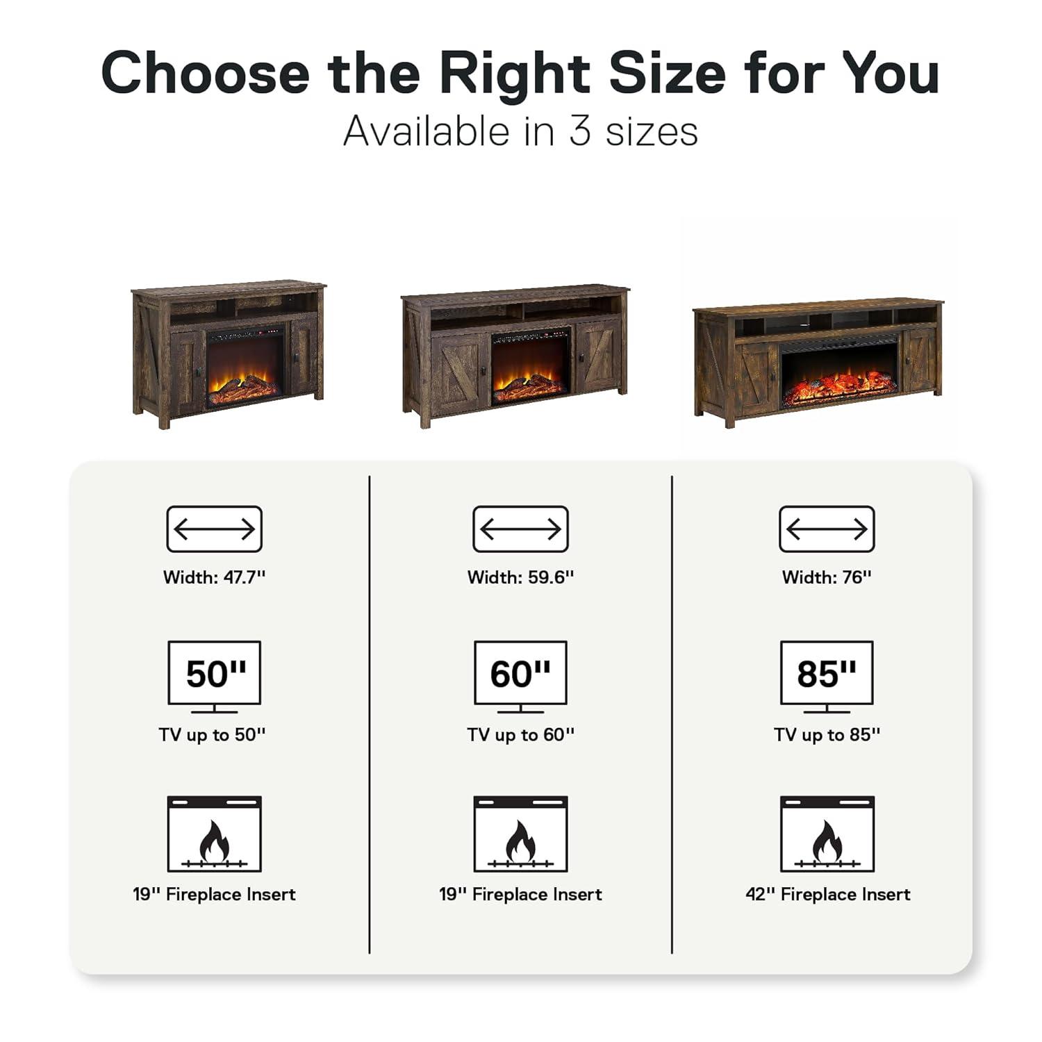 Ameriwood Home Farmington Electric Fireplace Console for TVs up to 60", Rustic