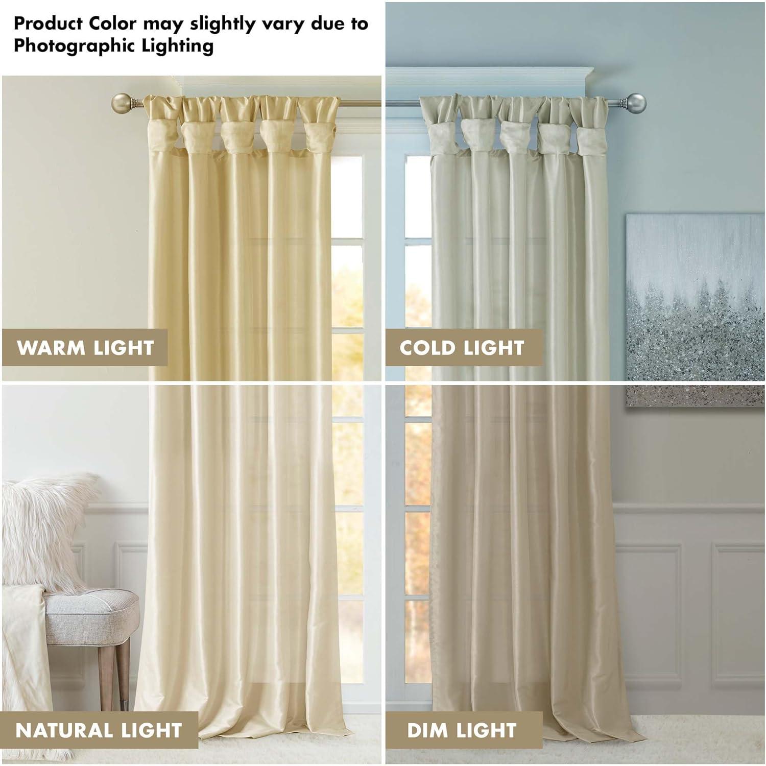 Champagne Faux Silk Room-Darkening Tab Top Drape Panel