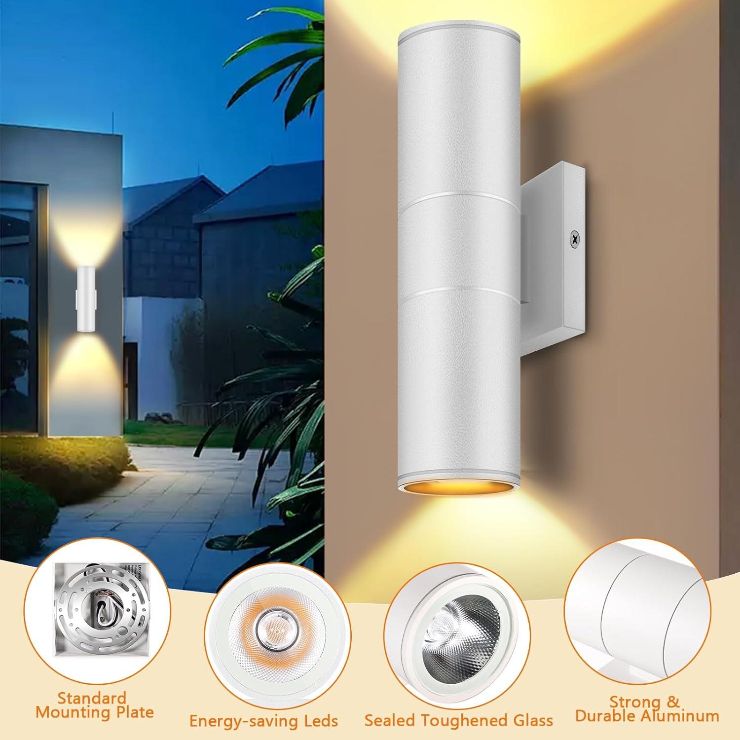 Outdoor Wall Light Fixtures: Cylinder Outdoor Wall Sconce Light - Aluminum Modern Exterior Wall Llights for Porch