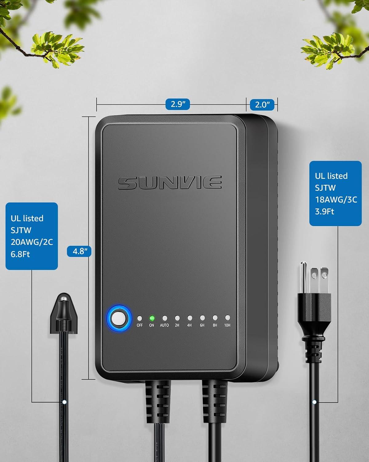 SUNVIE 60W Low Voltage Landscape Transformer with Timer and Photocell Sensor, 120V AC to 12V DC Landscape Lighting Transformer Weatherproof Low Voltage Transformer for Landscape Lights Pathway Lights
