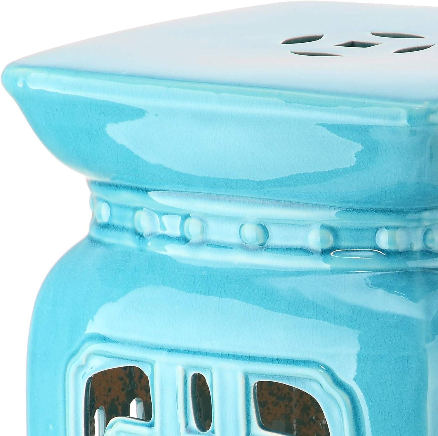 Beijing Filigree Ceramic Garden Stool - Light Blue - Safavieh.