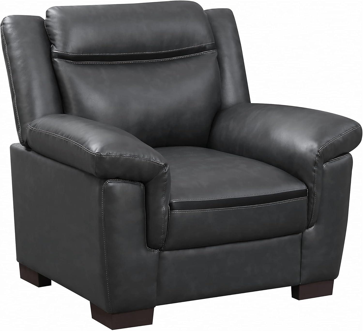 Contemporary Gray Stripe 39'' Faux Leather Armchair