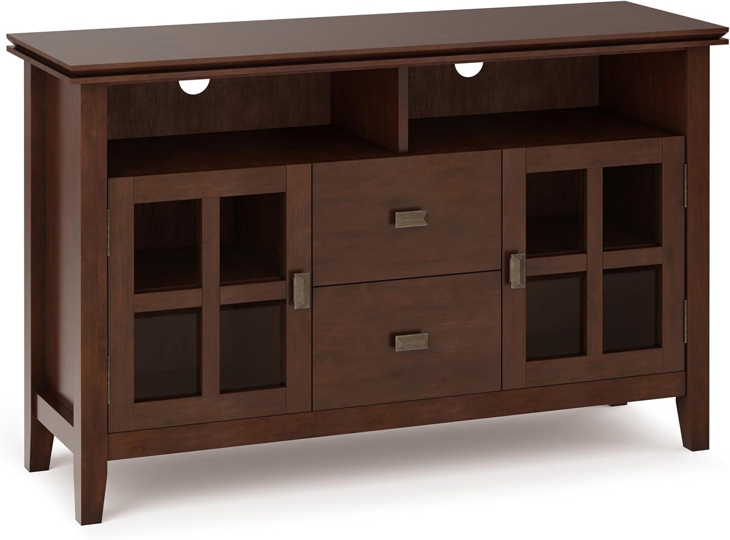 Artisan SOLID WOOD 48 inch Wide Contemporary TV Media Stand in Russet Brown For TVs up to 55 inches